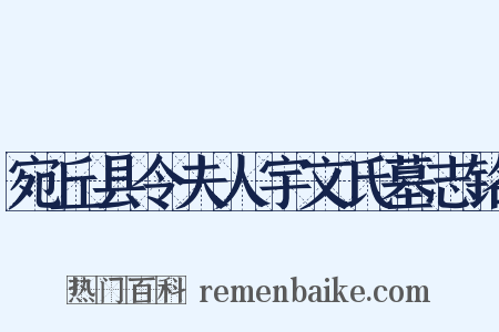 宛丘县令夫人宇文氏墓志铭是什么意思的图片